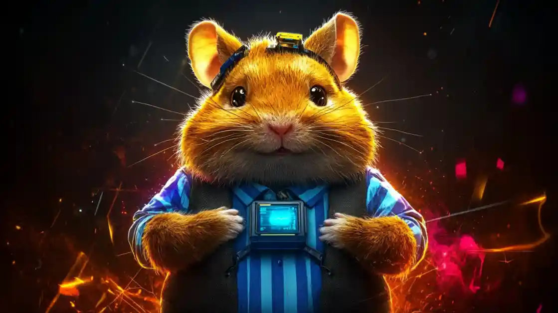A cute and tech-savvy hamster character wearing a vest and a headset, representing the playful and innovative spirit of eg333.